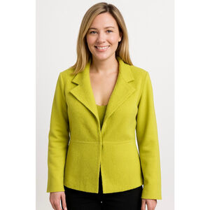 Women's‎ Chico's Lime Green Blazer Jacket 100% Wool Sz 12 Corpcore Business Work